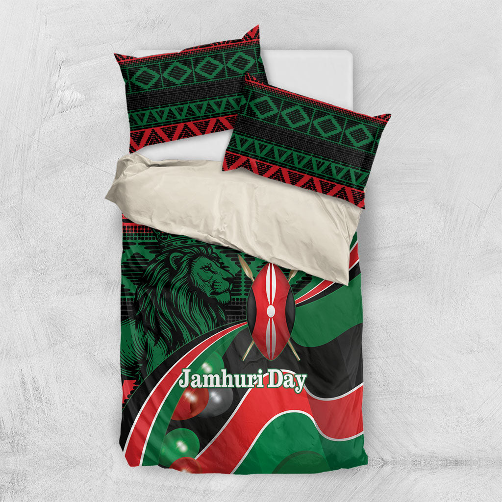 Kenya Jamhuri Day Bedding Set Maasai Shield Spears Harambee