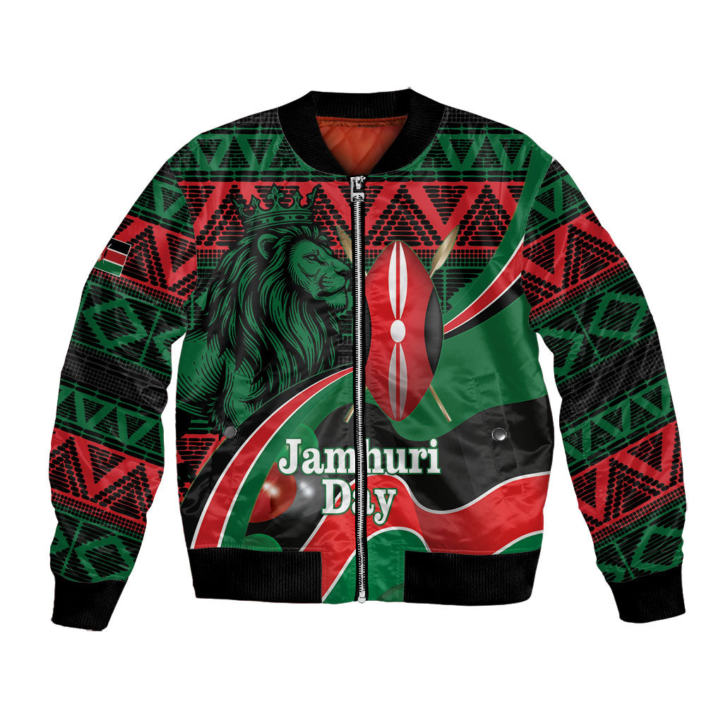 Kenya Jamhuri Day Bomber Jacket Maasai Shield Spears Harambee