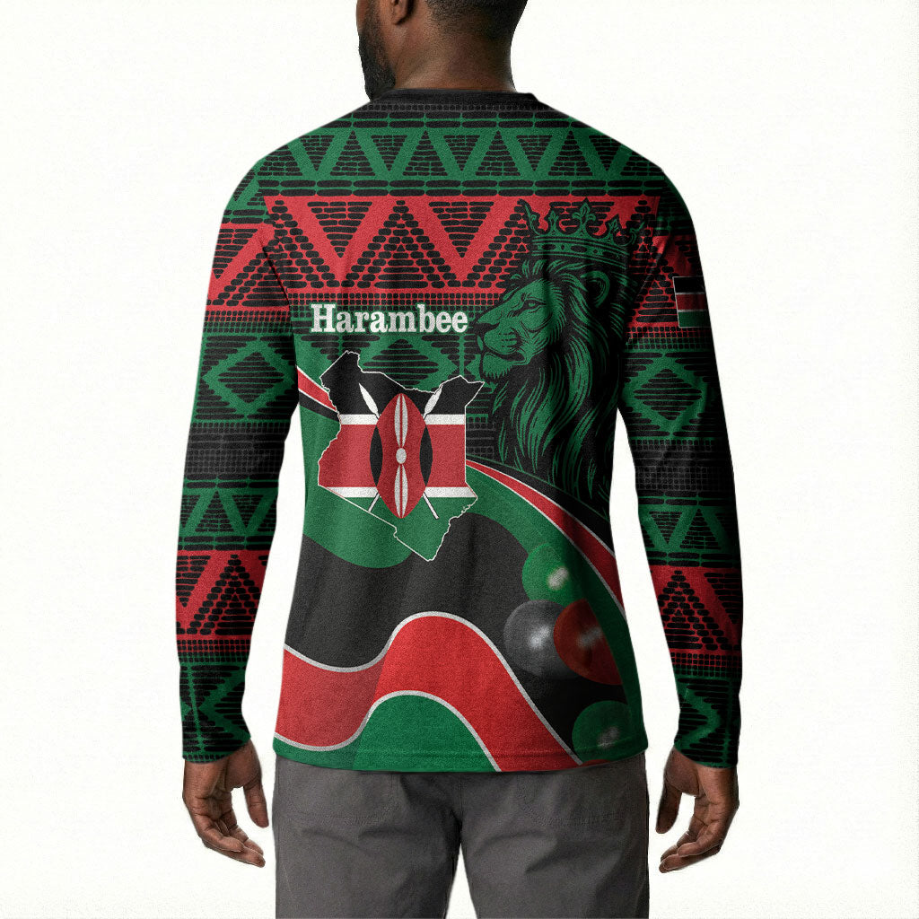 Kenya Jamhuri Day Button Sweatshirt Maasai Shield Spears Harambee