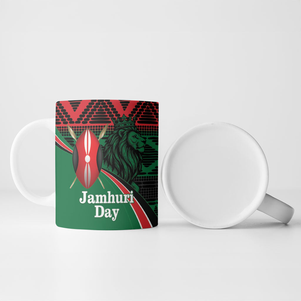 Kenya Jamhuri Day Ceramic Mug Maasai Shield Spears Harambee