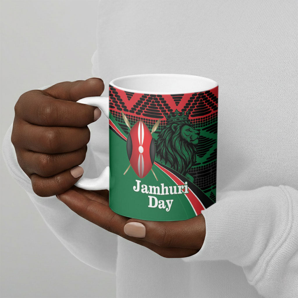 Kenya Jamhuri Day Ceramic Mug Maasai Shield Spears Harambee