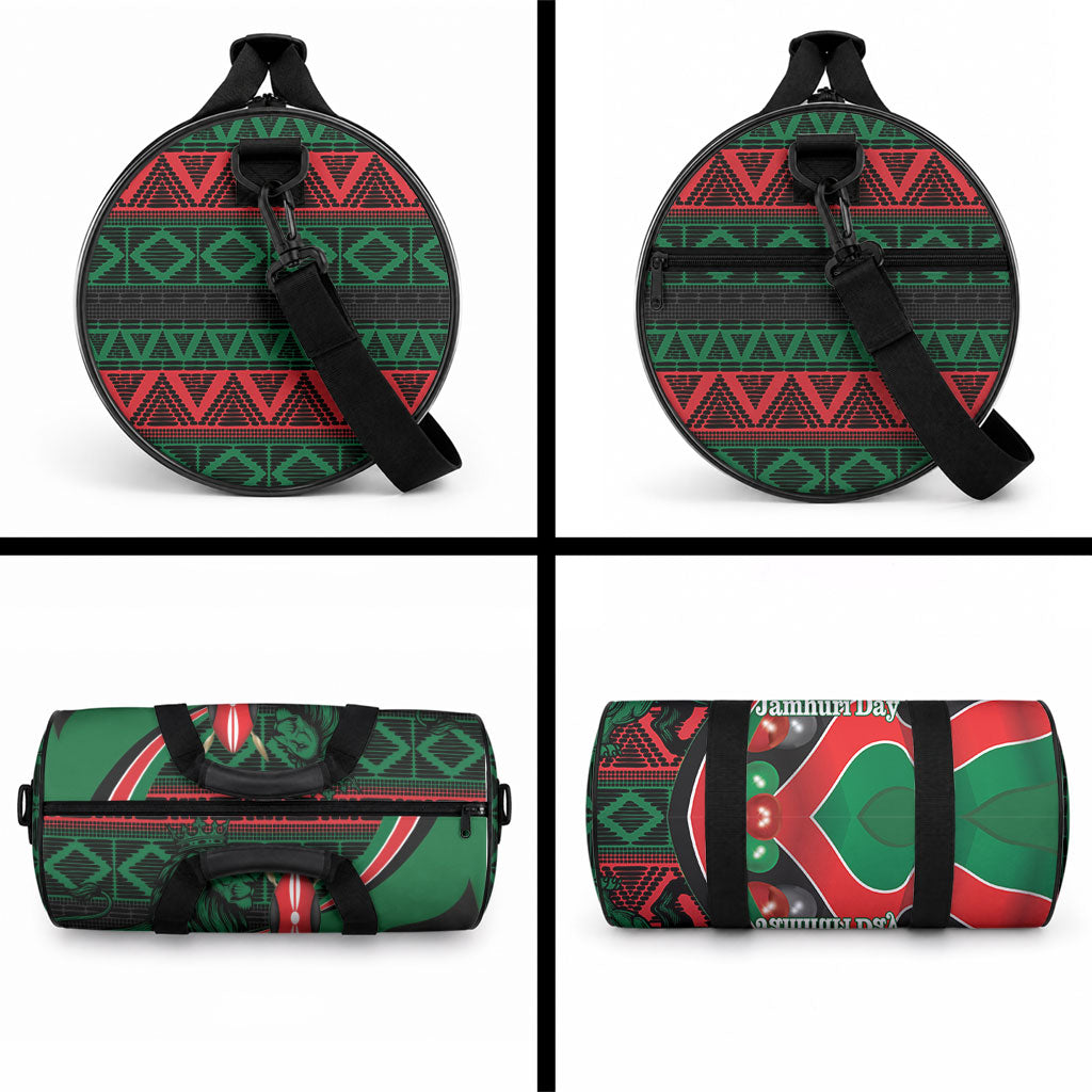 Kenya Jamhuri Day Duffle Bag Maasai Shield Spears Harambee