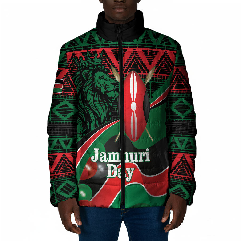 Kenya Jamhuri Day Padded Jacket Maasai Shield Spears Harambee