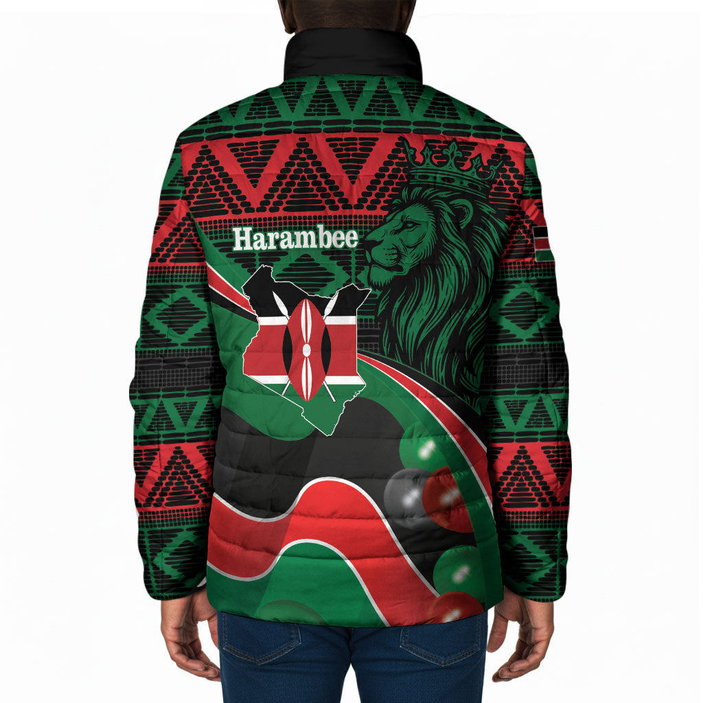Kenya Jamhuri Day Padded Jacket Maasai Shield Spears Harambee