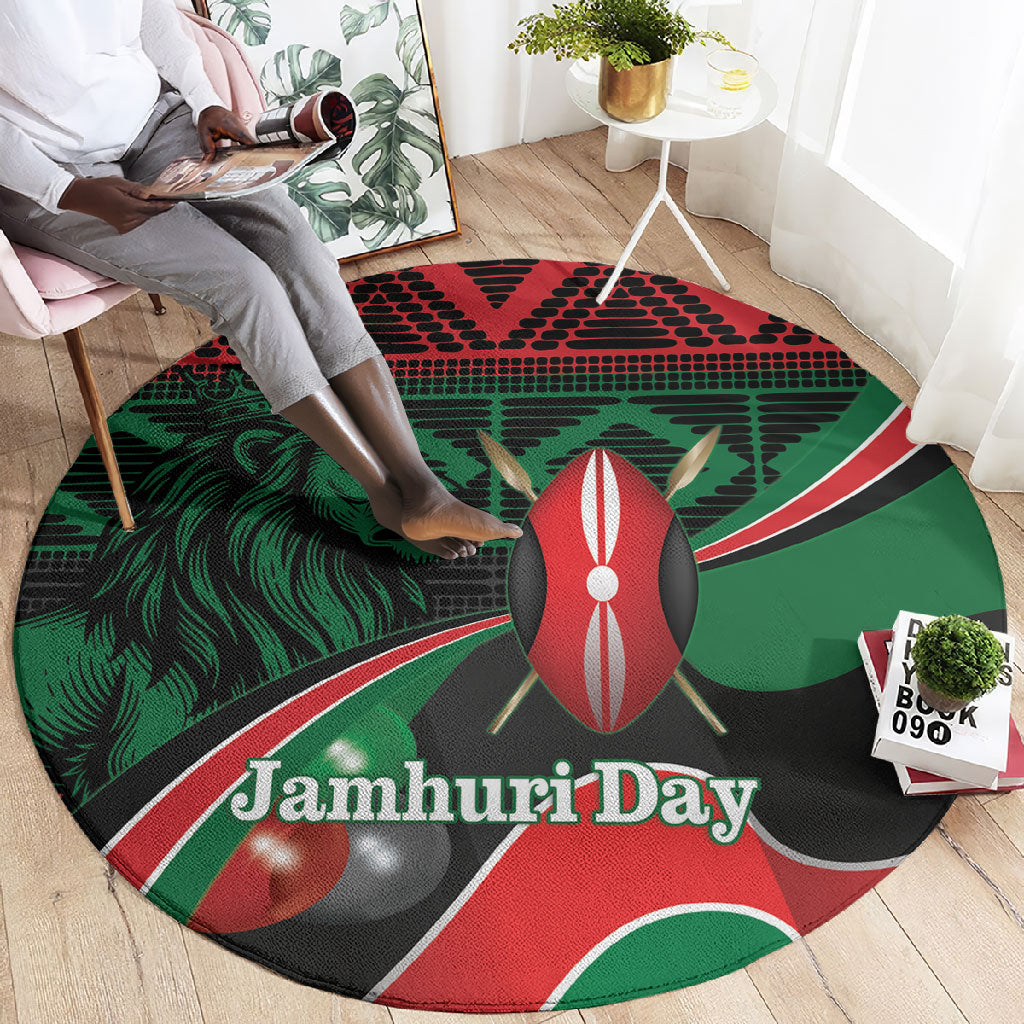 Kenya Jamhuri Day Round Carpet Maasai Shield Spears Harambee