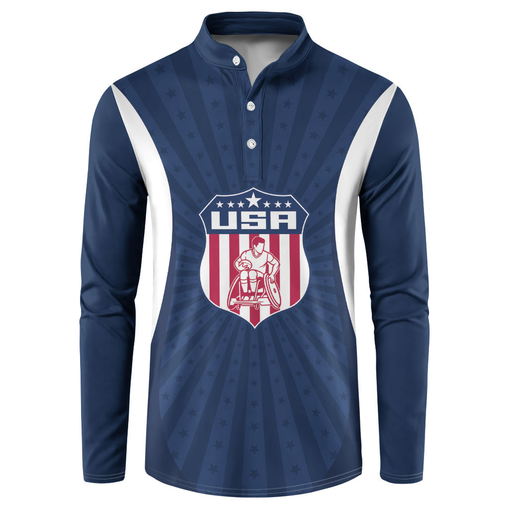United States 2026 Rugby Custom Button Sweatshirt Go USA Hawk
