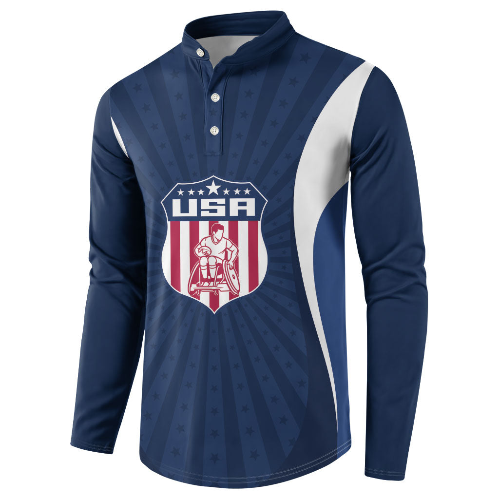 United States 2026 Rugby Custom Button Sweatshirt Go USA Hawk