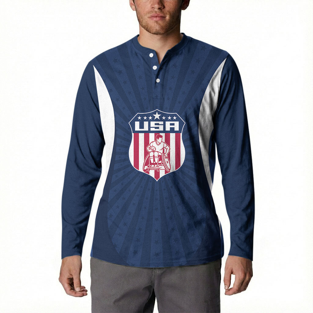 United States 2026 Rugby Custom Button Sweatshirt Go USA Hawk