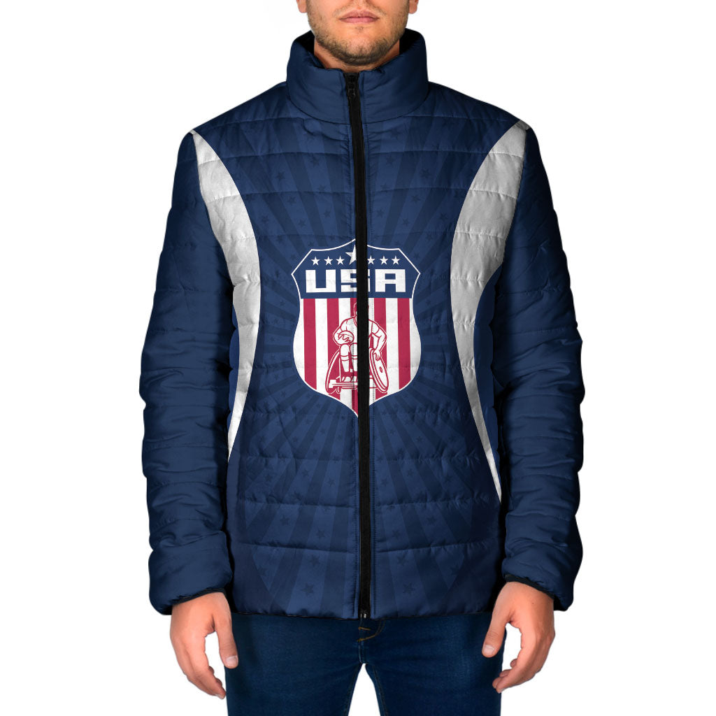 United States 2026 Rugby Custom Padded Jacket Go USA Hawk