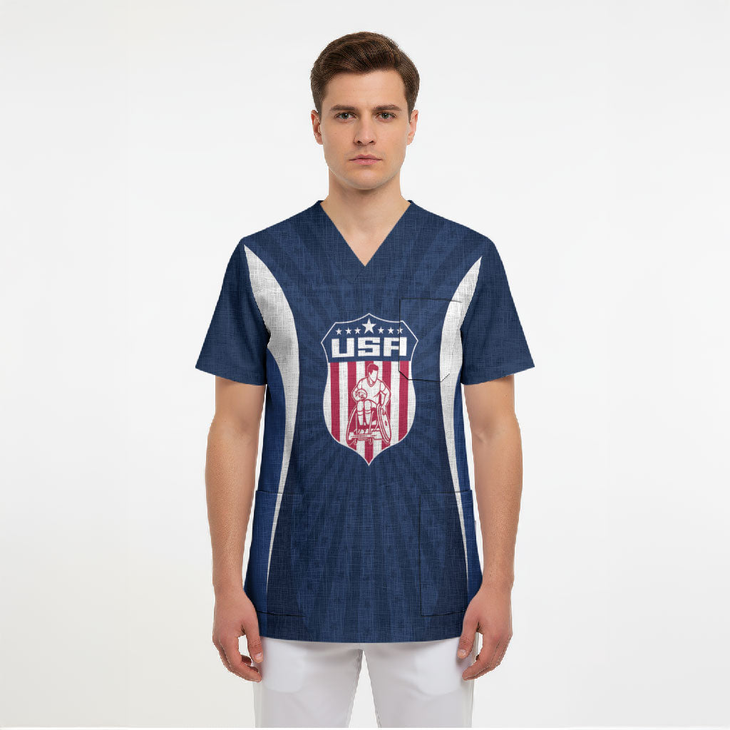 United States 2026 Rugby Custom Scrub Top Go USA Hawk