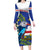 Cape Verde Long Sleeve Bodycon Dress Grey-Headed Kingfisher Mix Honey Locust - Wonder Print Shop