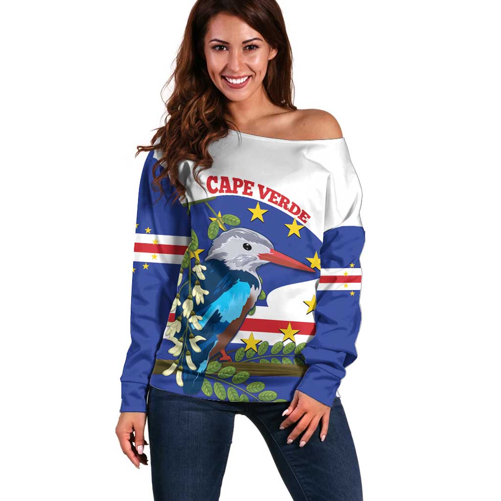 Cape Verde Off Shoulder Sweater Grey-Headed Kingfisher Mix Honey Locust - Wonder Print Shop