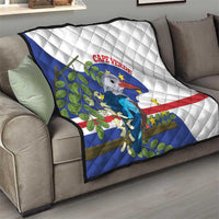 Quilted sofa blanket with Cape Verde bird flag design and diamond stitching