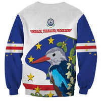 Unisex sweatshirt back with Portuguese motto and bird flag graphic