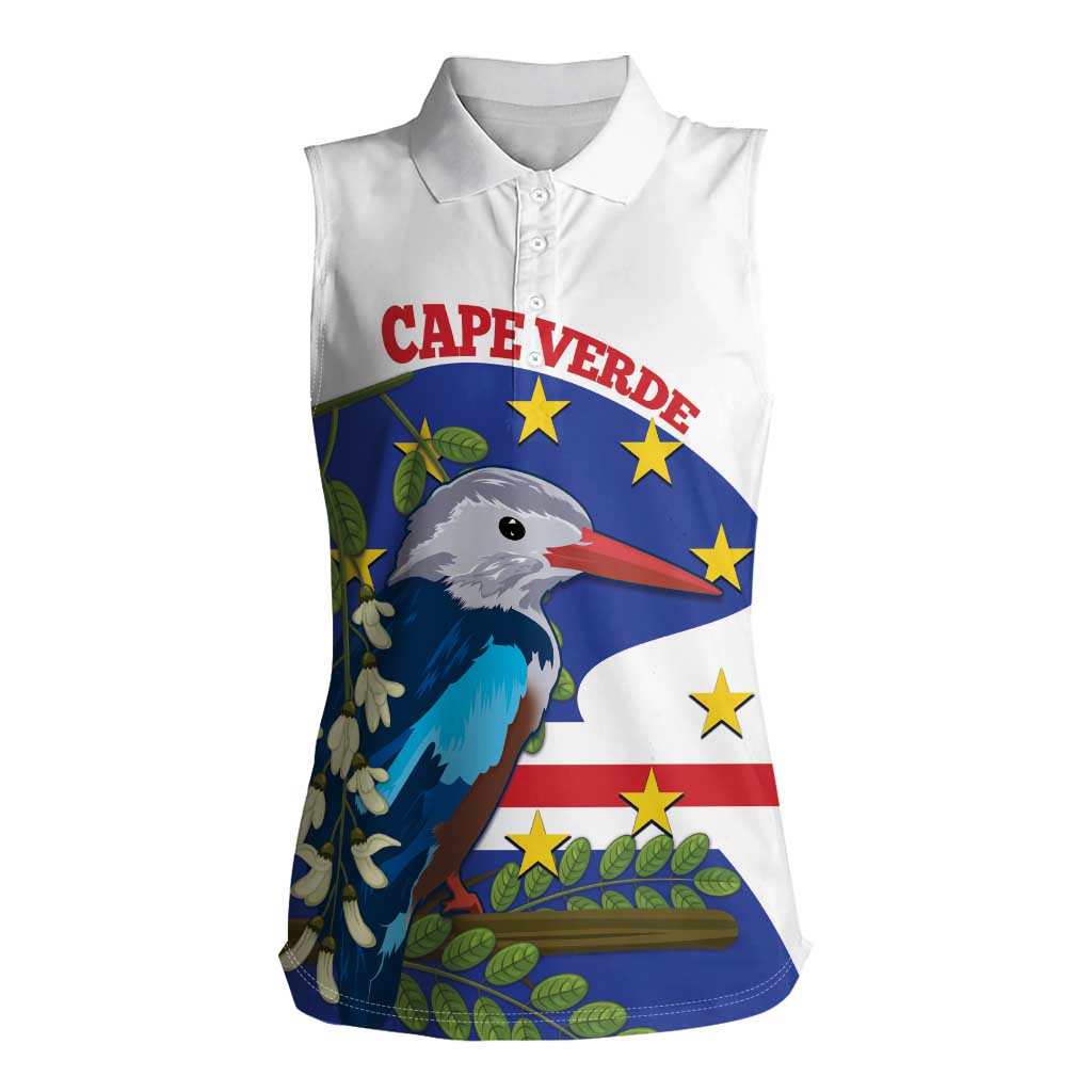 Cape Verde Women Sleeveless Polo Shirt Grey-Headed Kingfisher Mix Honey Locust - Wonder Print Shop