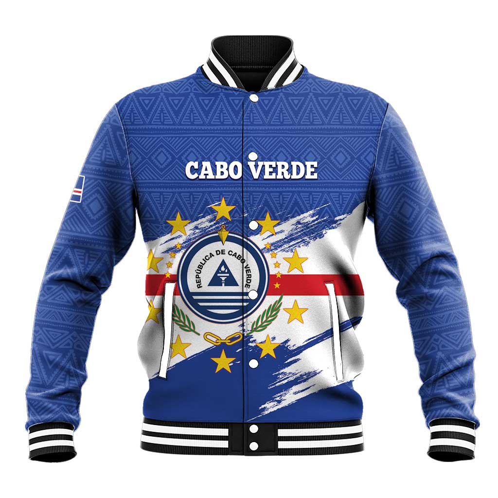 Personalized Cape Verde Baseball Jacket Coat Of Arms - African Pattern - Wonder Print Shop