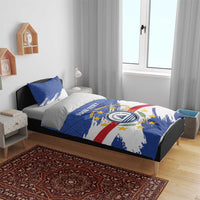 Personalized blue Cape Verde flag bedding set with coat-of-arms crest, two pillowcases