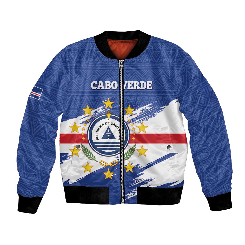 Personalized Cape Verde Bomber Jacket Coat Of Arms - African Pattern - Wonder Print Shop