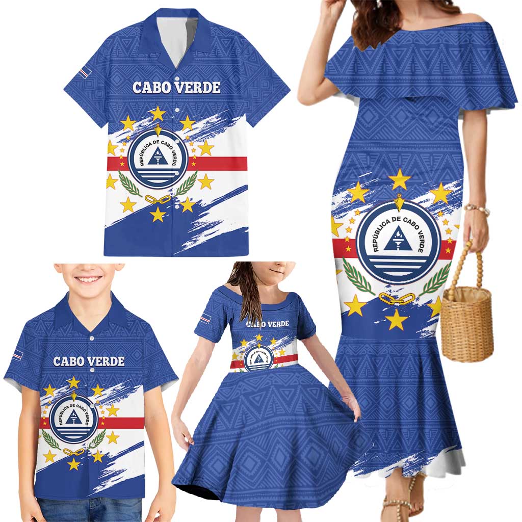 Personalized Cape Verde Family Matching Mermaid Dress and Hawaiian Shirt Coat Of Arms - African Pattern - Wonder Print Shop