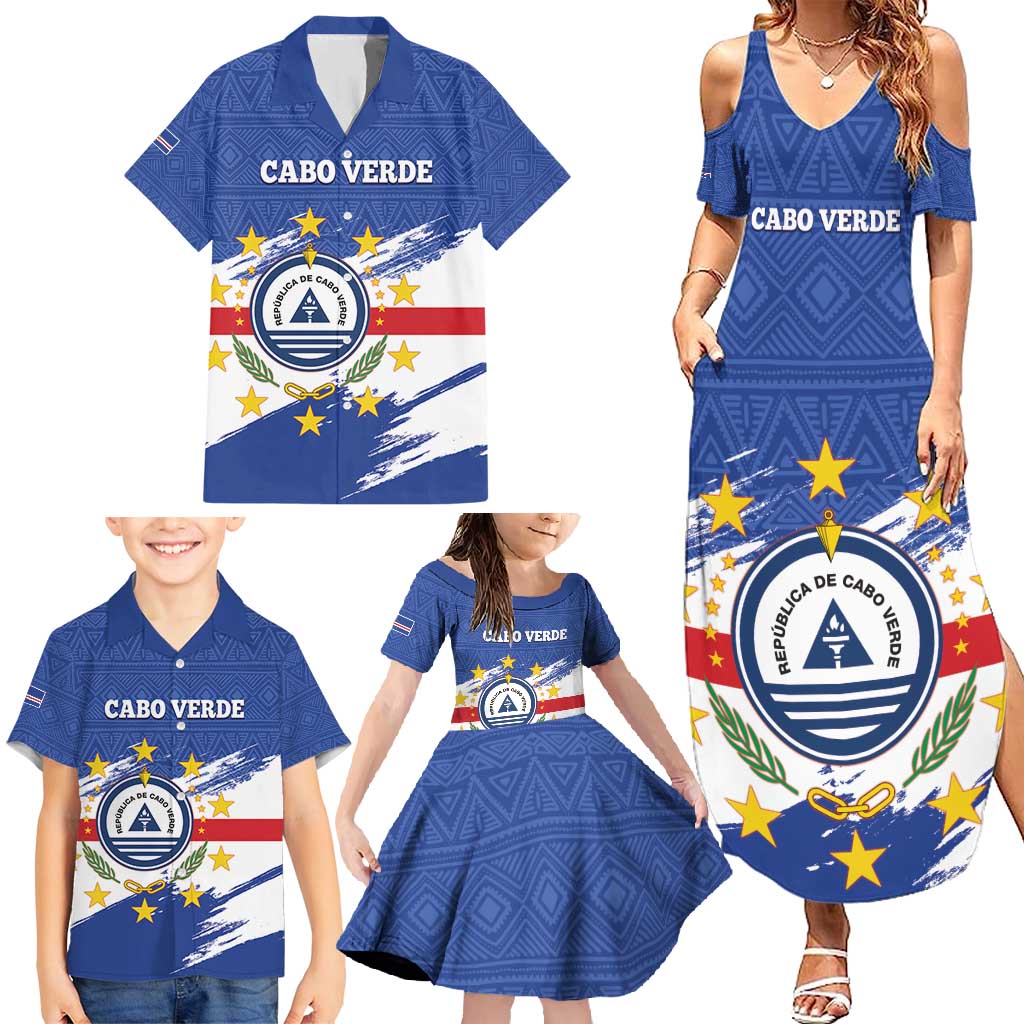 Personalized Cape Verde Family Matching Summer Maxi Dress and Hawaiian Shirt Coat Of Arms - African Pattern - Wonder Print Shop