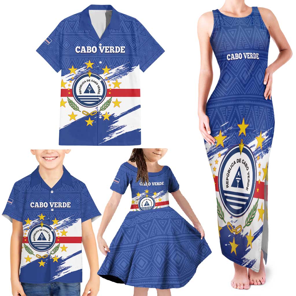 Personalized Cape Verde Family Matching Tank Maxi Dress and Hawaiian Shirt Coat Of Arms - African Pattern - Wonder Print Shop