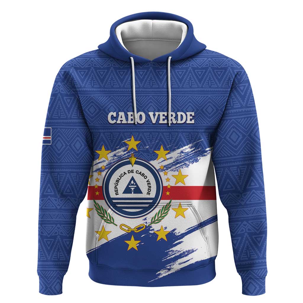 Personalized Cape Verde Hoodie Coat Of Arms - African Pattern - Wonder Print Shop