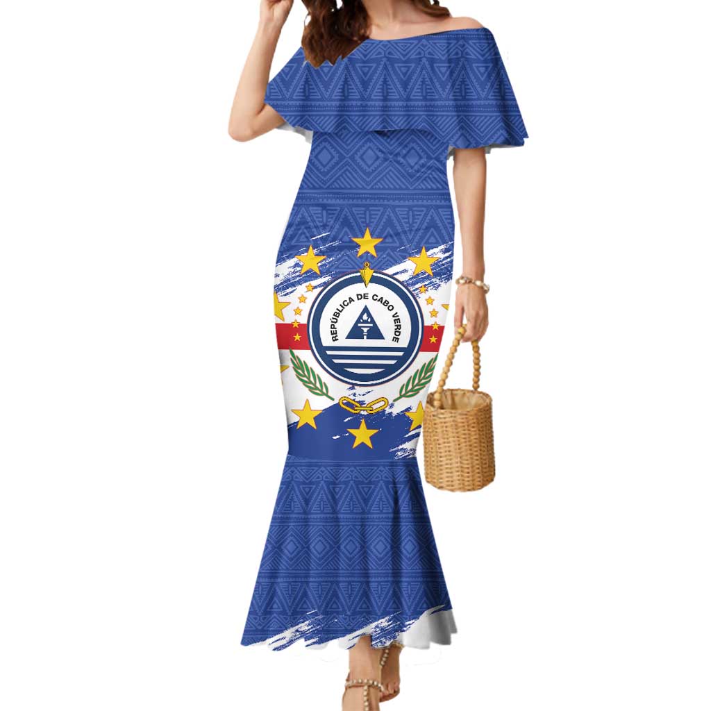 Personalized Cape Verde Mermaid Dress Coat Of Arms - African Pattern - Wonder Print Shop