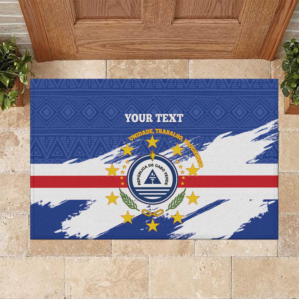 Personalized Cape Verde Rubber Doormat Coat Of Arms - African Pattern - Wonder Print Shop