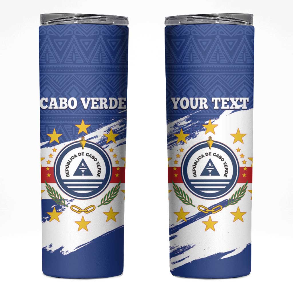 Personalized Cape Verde Skinny Tumbler Coat Of Arms - African Pattern - Wonder Print Shop