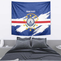 Blue coat of arms tapestry wall hanging with “YOUR TEXT” and emblems