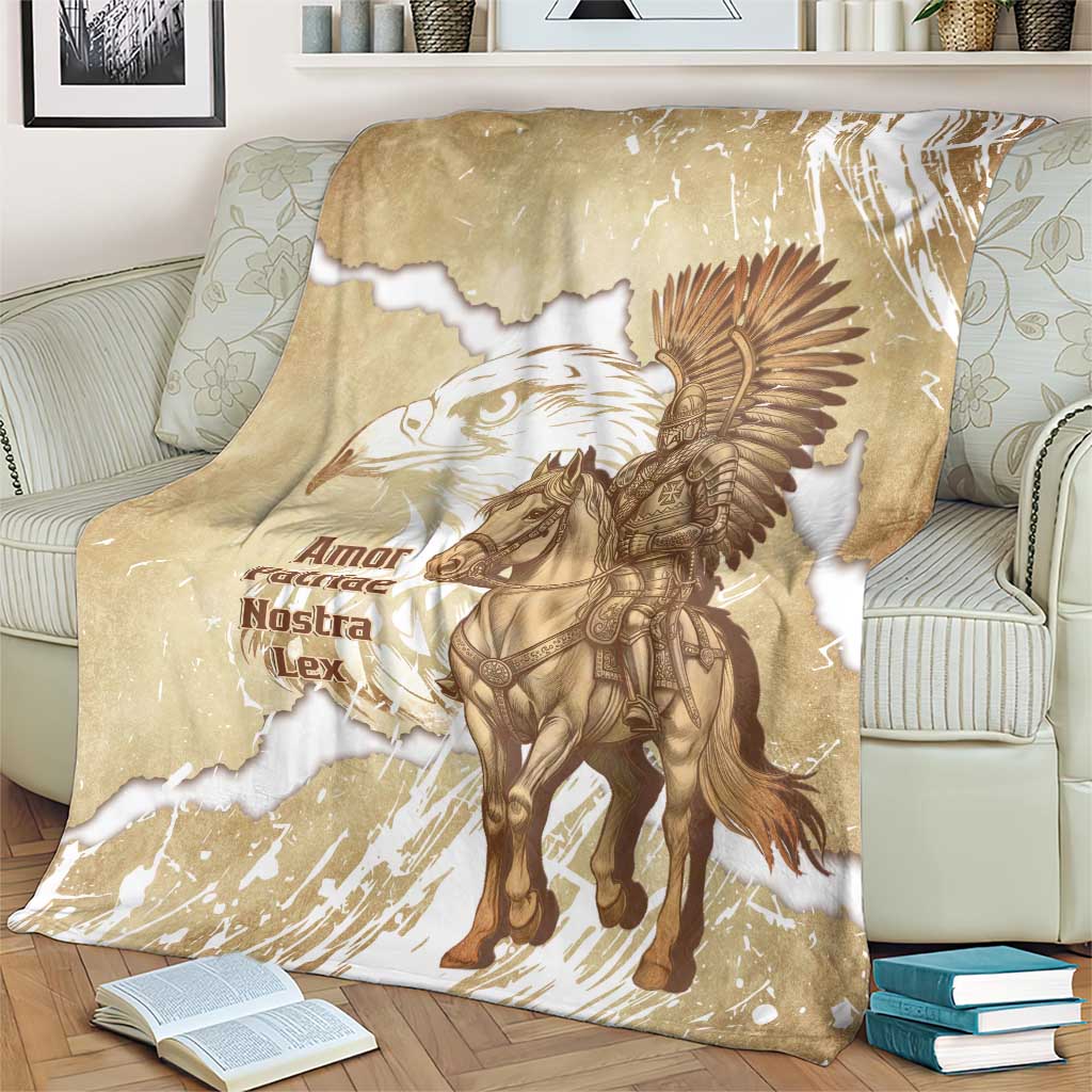 Winged Hussars Poland Blanket Amor Patriae Nostra Lex Polska Eagle