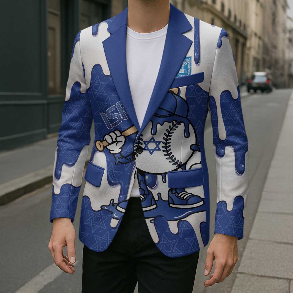 Israel 2026 Baseball Personalised Blazer Star of David Pattern Drip Style