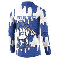 Israel 2026 Baseball Personalised Button Sweatshirt Star of David Pattern Drip Style