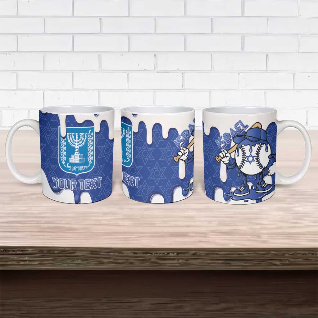Israel 2026 Baseball Personalised Ceramic Mug Star of David Pattern Drip Style