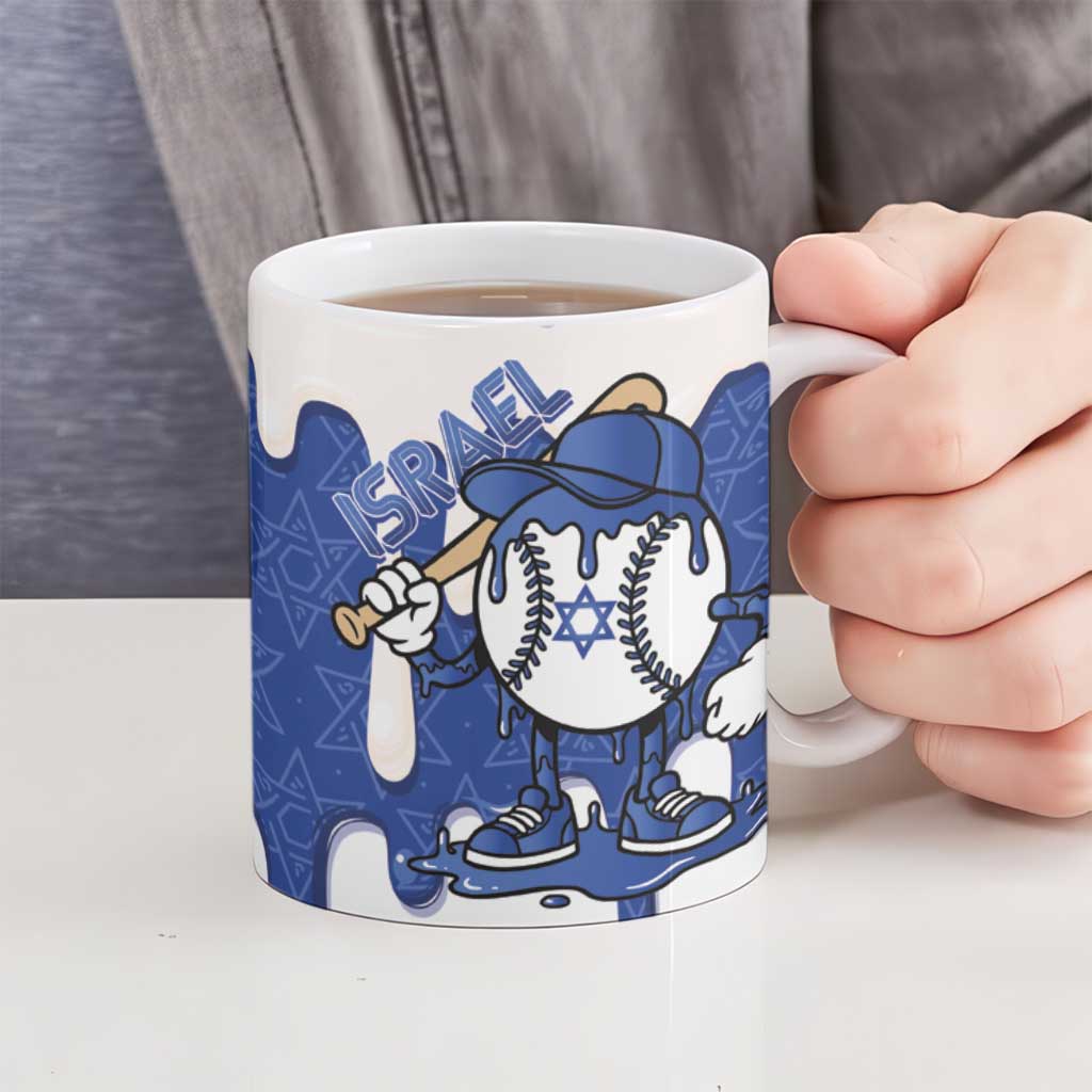 Israel 2026 Baseball Personalised Ceramic Mug Star of David Pattern Drip Style