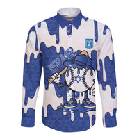 Israel 2026 Baseball Personalised Long Sleeve Button Shirt Star of David Pattern Drip Style