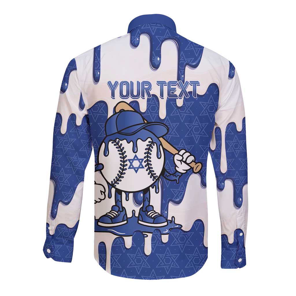Israel 2026 Baseball Personalised Long Sleeve Button Shirt Star of David Pattern Drip Style