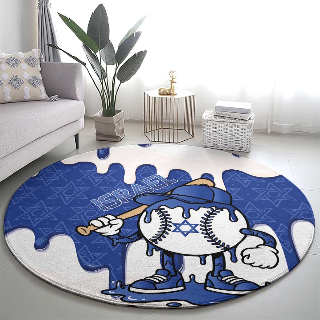 Israel 2026 Baseball Round Carpet Star of David Pattern Drip Style