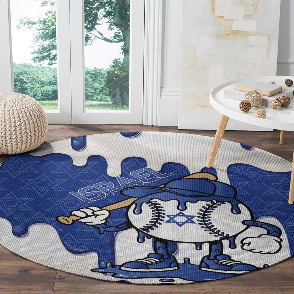 Israel 2026 Baseball Round Carpet Star of David Pattern Drip Style