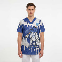 Israel 2026 Baseball Personalised Scrub Top Star of David Pattern Drip Style