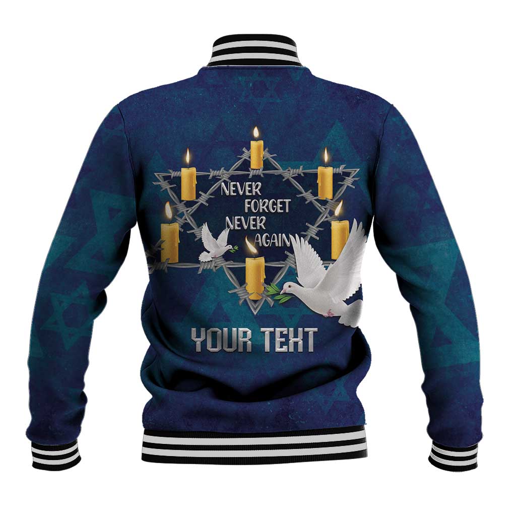 Personalised Israel Holocaust Remembrance Day Baseball Jacket Yom HaShoah Never Forget Never Again