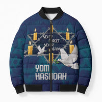 Personalised Israel Holocaust Remembrance Day Bomber Puffer Jacket Yom HaShoah Never Forget Never Again