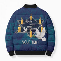Personalised Israel Holocaust Remembrance Day Bomber Puffer Jacket Yom HaShoah Never Forget Never Again
