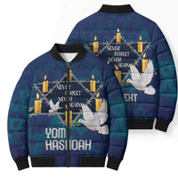 Personalised Israel Holocaust Remembrance Day Bomber Puffer Jacket Yom HaShoah Never Forget Never Again