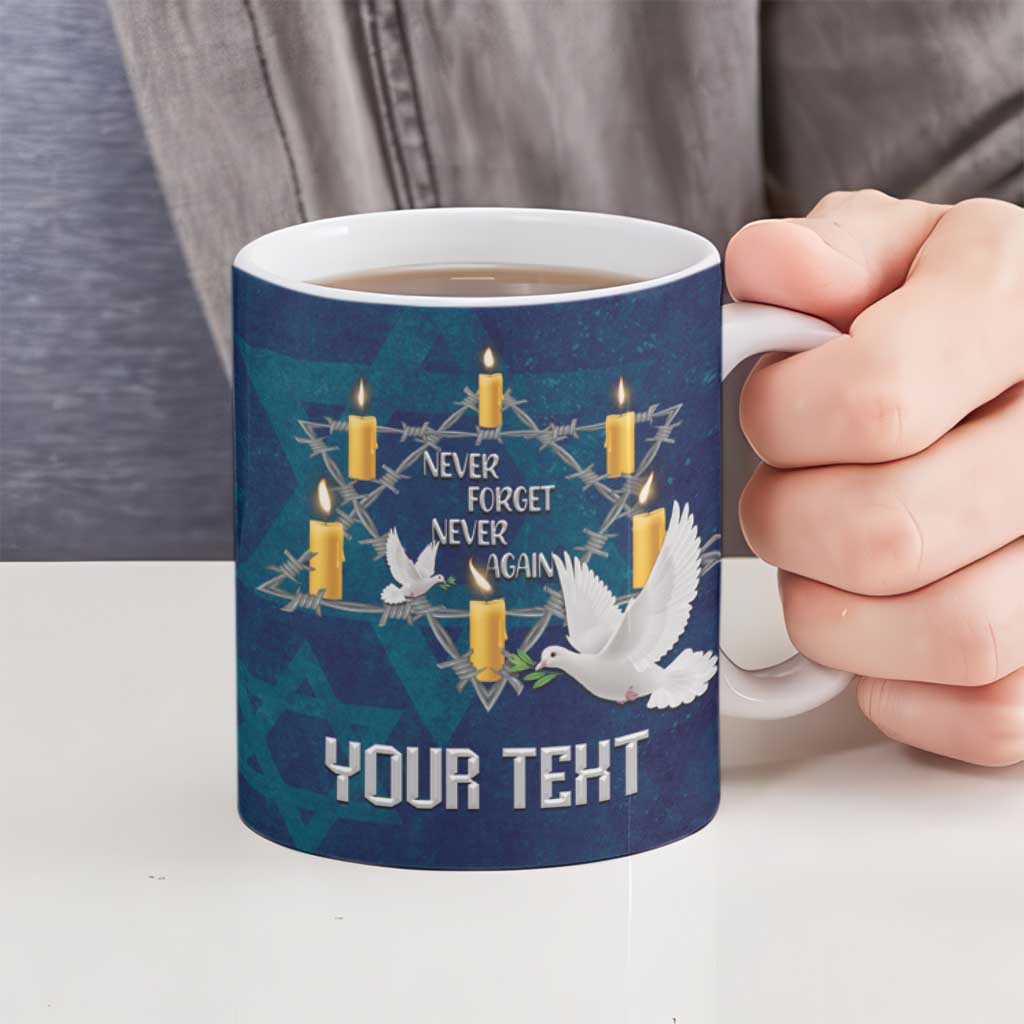 Personalised Israel Holocaust Remembrance Day Ceramic Mug Yom HaShoah Never Forget Never Again