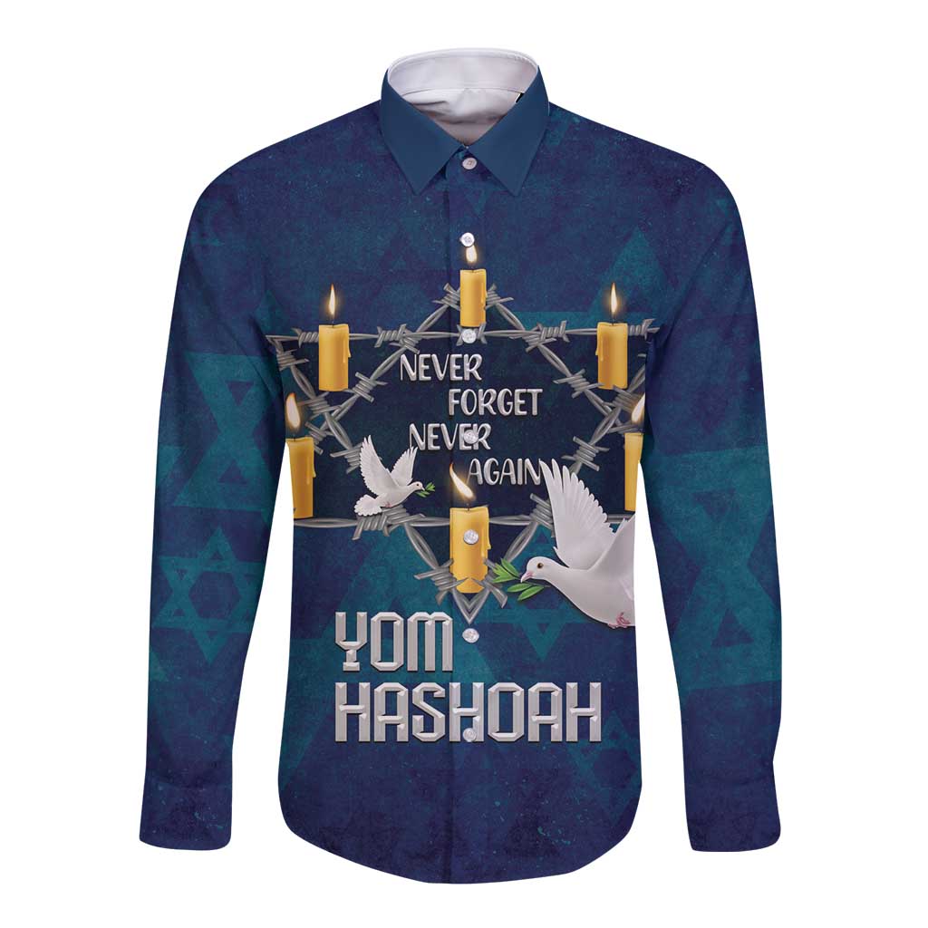 Personalised Israel Holocaust Remembrance Day Long Sleeve Button Shirt Yom HaShoah Never Forget Never Again