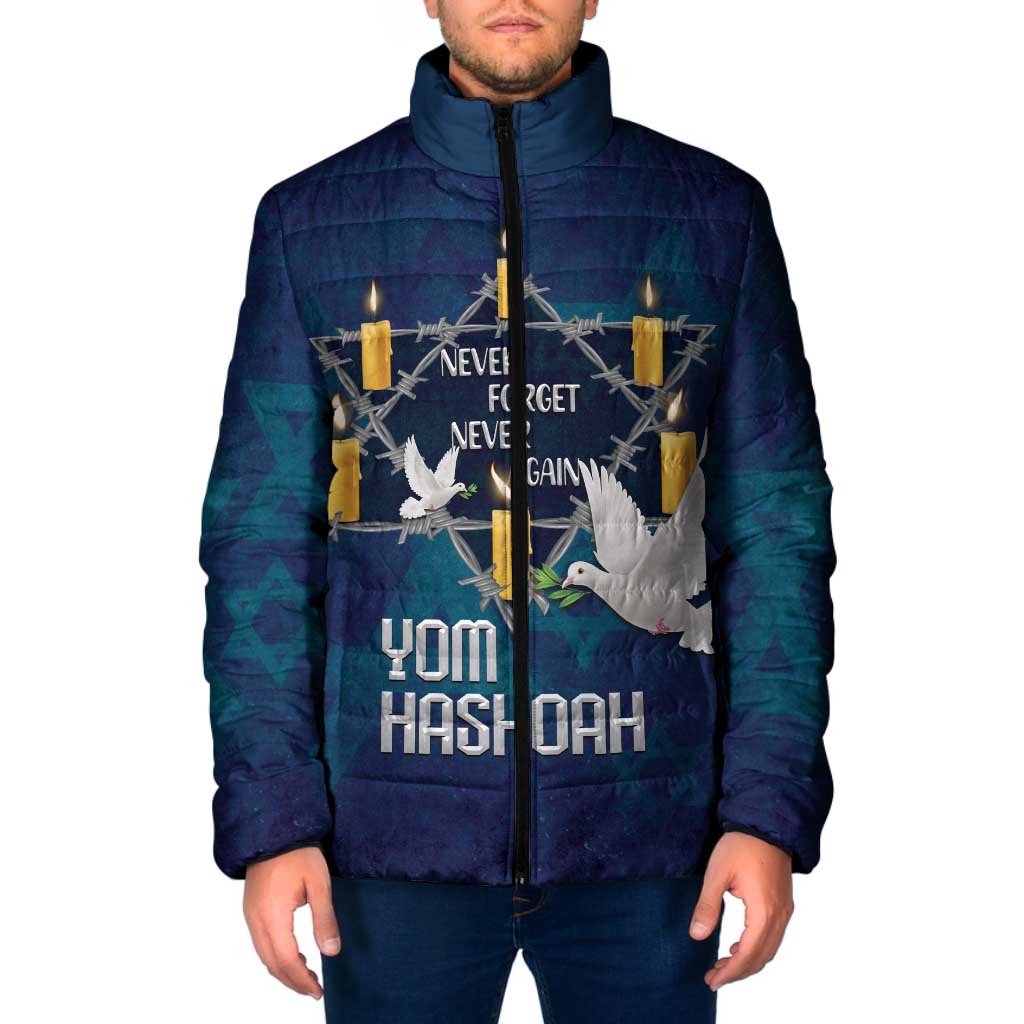 Personalised Israel Holocaust Remembrance Day Padded Jacket Yom HaShoah Never Forget Never Again