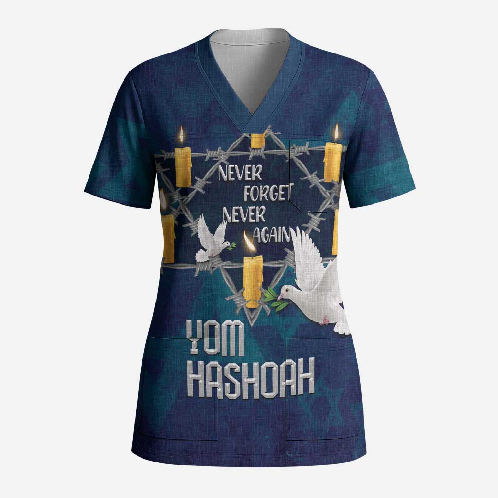 Personalised Israel Holocaust Remembrance Day Scrub Top Yom HaShoah Never Forget Never Again