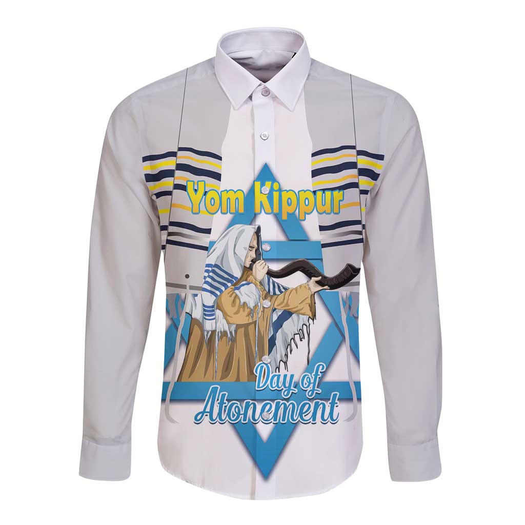 Personalised Yom Kippur Israel Long Sleeve Button Shirt Day of Atonement Jewish Tallit