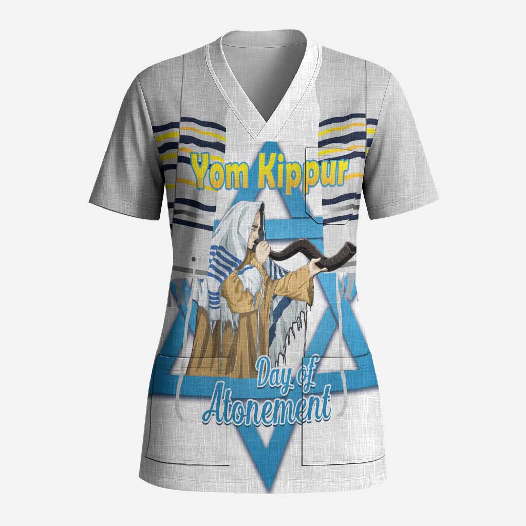 Personalised Yom Kippur Israel Scrub Top Day of Atonement Jewish Tallit